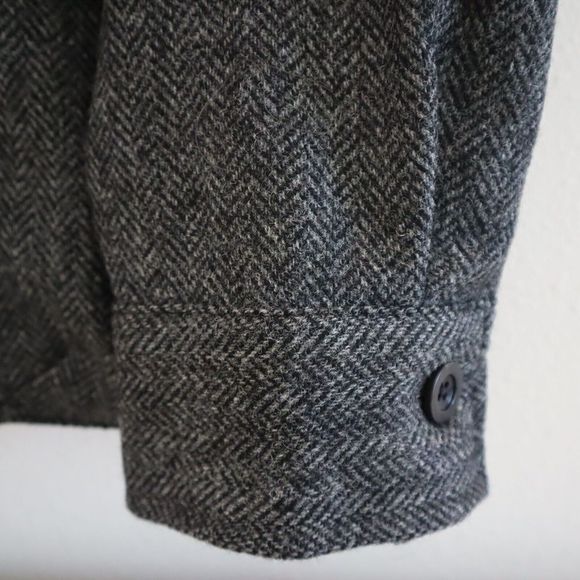 Sid Mashburn Men's Sz M Gray/Black Wool Tweed Herringbone Military Jacket $595 - Picture 7 of 8